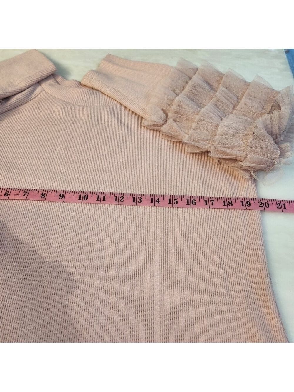 Chenault Pink Ruffle Sleeve Sweater - Picture 5 of 7